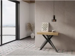 Mesa consola extensível 90x40/196 cm Krack Small carvalho natural pernas antracite