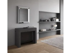 Mesa consola extensível 90x42/302 cm Evolve Antracite Espatulado extensões internas