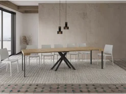 Mesa consola extensível 90x40/300 cm Krack carvalho natural pernas antracite