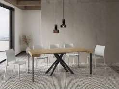 Mesa consola extensível 90x40/300 cm Krack carvalho natural pernas antracite