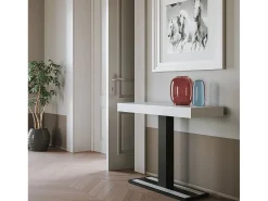 Mesa consola extensível 90x40/196 cm Capital Small Cinza Branca quadro Antracite