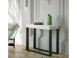 Mesa consola extensível 90x40/196 cm Elettra Small Cinza Branca quadro Antracite