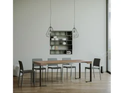 Mesa consola extensível 90x40/196 cm Tecno Small Nogueira quadro Antracite