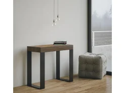 Mesa consola extensível 90x40/196 cm Tecno Small Nogueira quadro Antracite