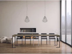 Mesa consola extensível 90x40/300 cm Tecno Tortora quadro Antracite