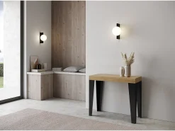 Mesa consola extensível 90x40/300 cm Flame Premium Carvalho Natural quadro Antracite
