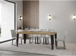 Mesa consola extensível 90x40/300 cm Flame Premium Carvalho Natural quadro Antracite