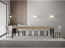 Mesa consola extensível 90x40/300 cm Flame Premium Carvalho Natural quadro Antracite