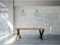Mesa consola extensível 90x40/300 cm Diago Premium Carvalho Natural quadro Antracite