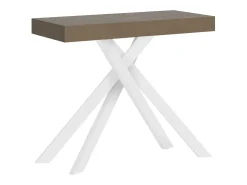 Mesa consola extensível 90x40/196 cm Krack Small tortora pernas brancas