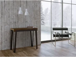 Mesa consola extensível 90x40/196 cm Rio Small Nogueira quadro Antracite