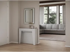 Mesa consola extensível 90x25/211 cm Anea Cinza Branca extensões internas