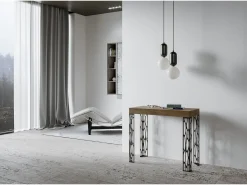 Mesa consola extensível 90x40/300 cm Ghibli Nogueira quadro Antracite