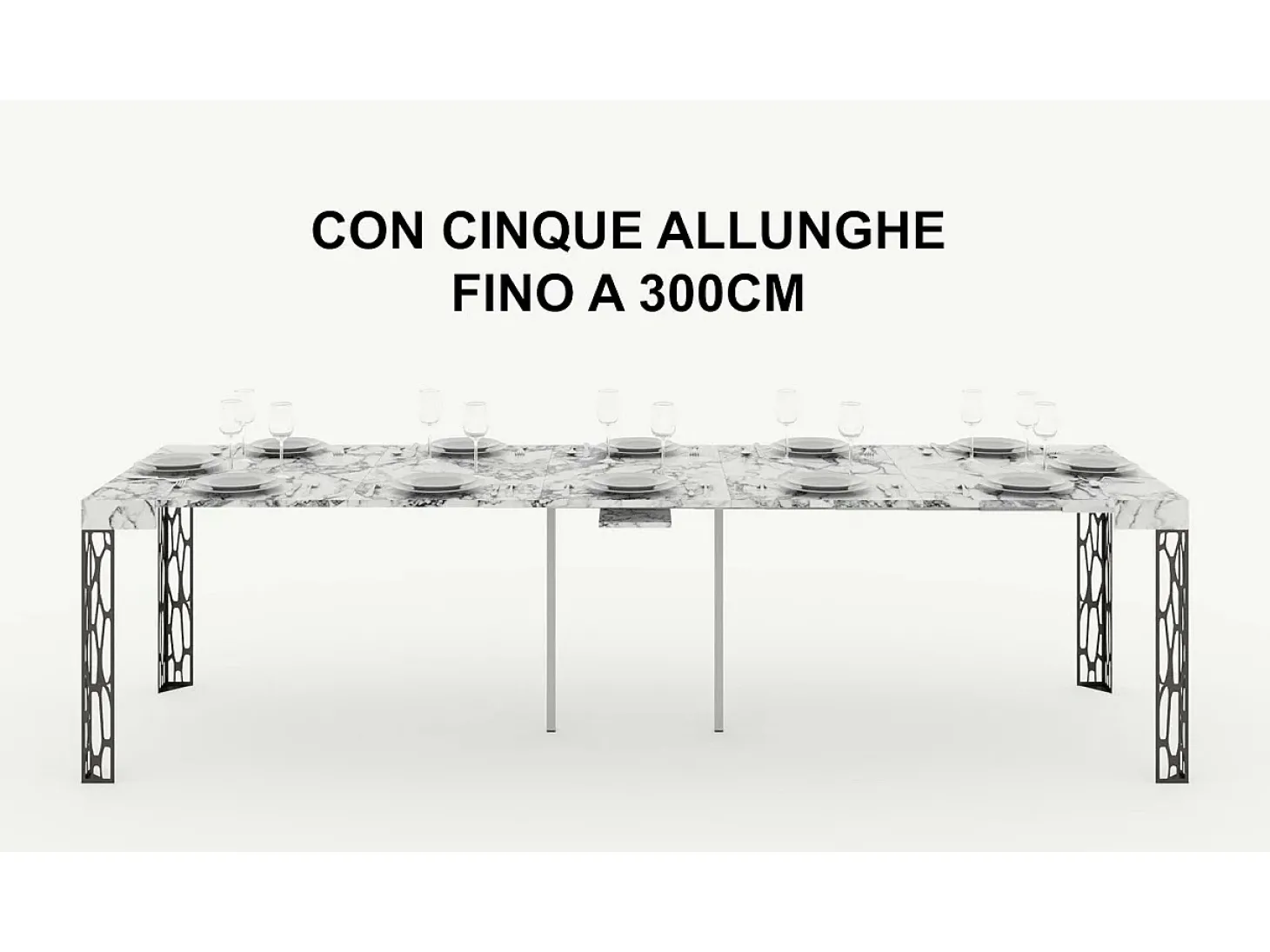 Mesa consola extensível 90x40/300 cm Ghibli Nogueira quadro Antracite