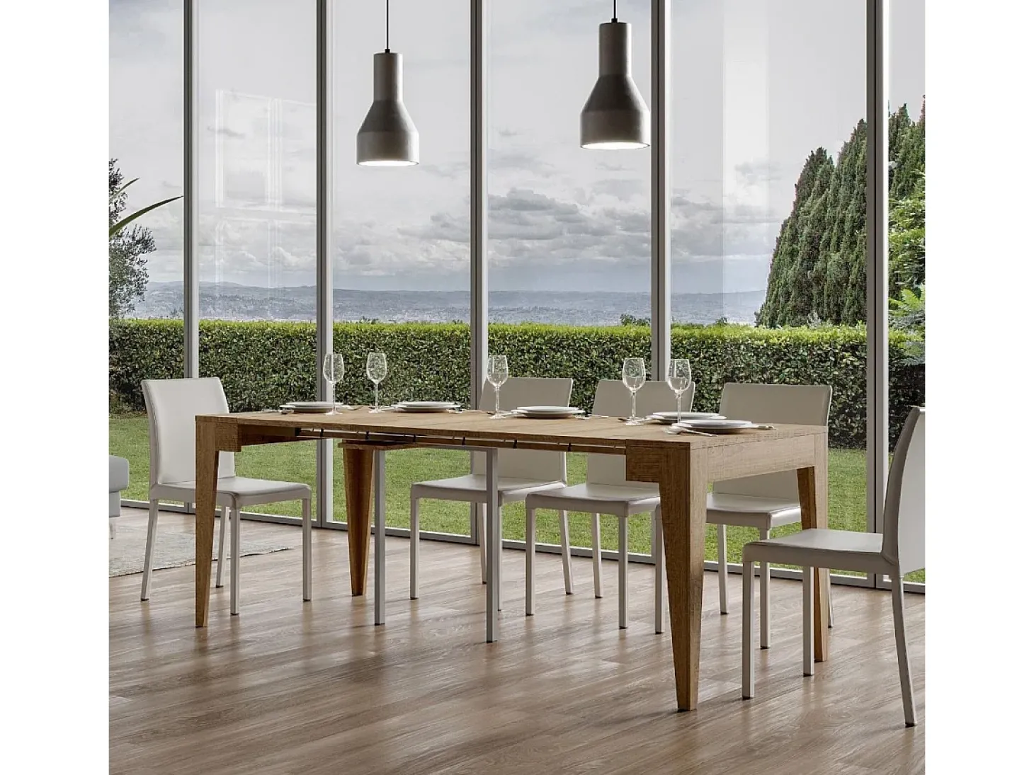 Mesa consola extensível 90x42/198 cm Isotta Small Carvalho Natural