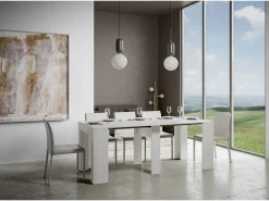 Mesa consola extensível 90x42/198 cm Modem Small Cinza Branca