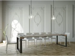 Mesa consola extensível 90x40/300 cm Elettra Carvalho Natural quadro Antracite