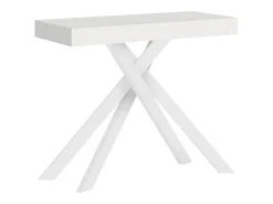 Mesa consola extensível 90x40/300 cm Krack cinza branca pernas brancas