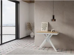Mesa consola extensível 90x40/300 cm Krack Evolution carvalho natural quadro branco