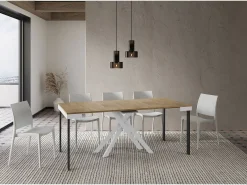 Mesa consola extensível 90x40/300 cm Krack Evolution carvalho natural quadro branco