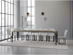 Mesa consola extensível 90x40/300 cm Karamay Tortora quadro Antracite