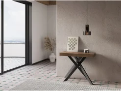 Mesa consola extensível 90x40/300 cm Krack nogueira pernas antracite