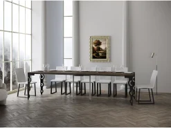 Mesa consola extensível 90x40/300 cm Karamay Evolution Nogueira quadro Antracite