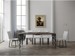 Mesa consola extensível 90x40/300 cm Karamay Evolution Nogueira quadro Antracite