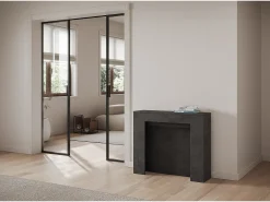 Mesa consola extensível 90x25/211 cm Kiba Antracite Espatulado extensões internas
