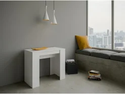 Mesa consola extensível 90x48/204 cm Basic Small Cinza Branca