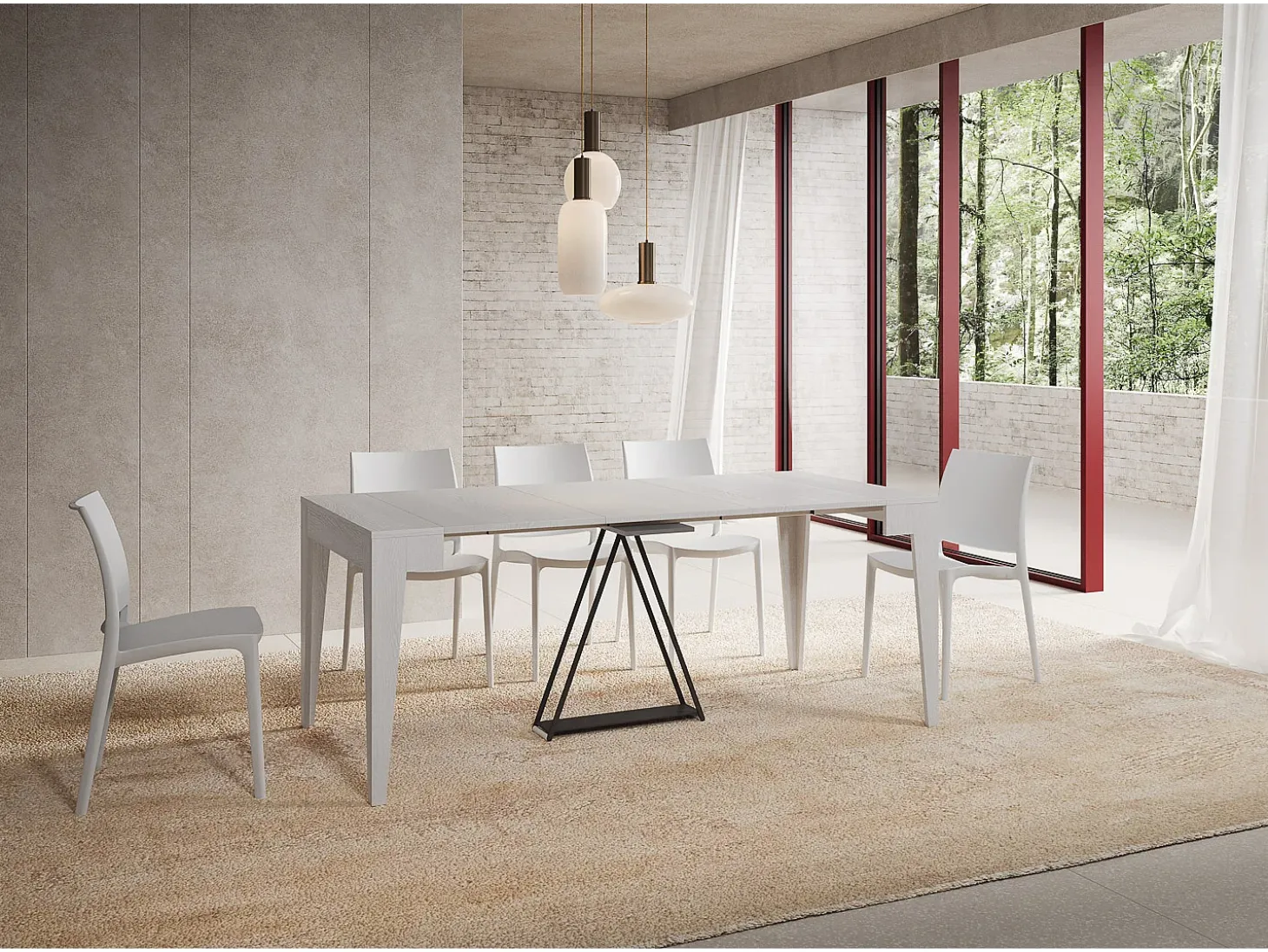 Mesa consola extensível 90x42/302 cm Zima cinza branca