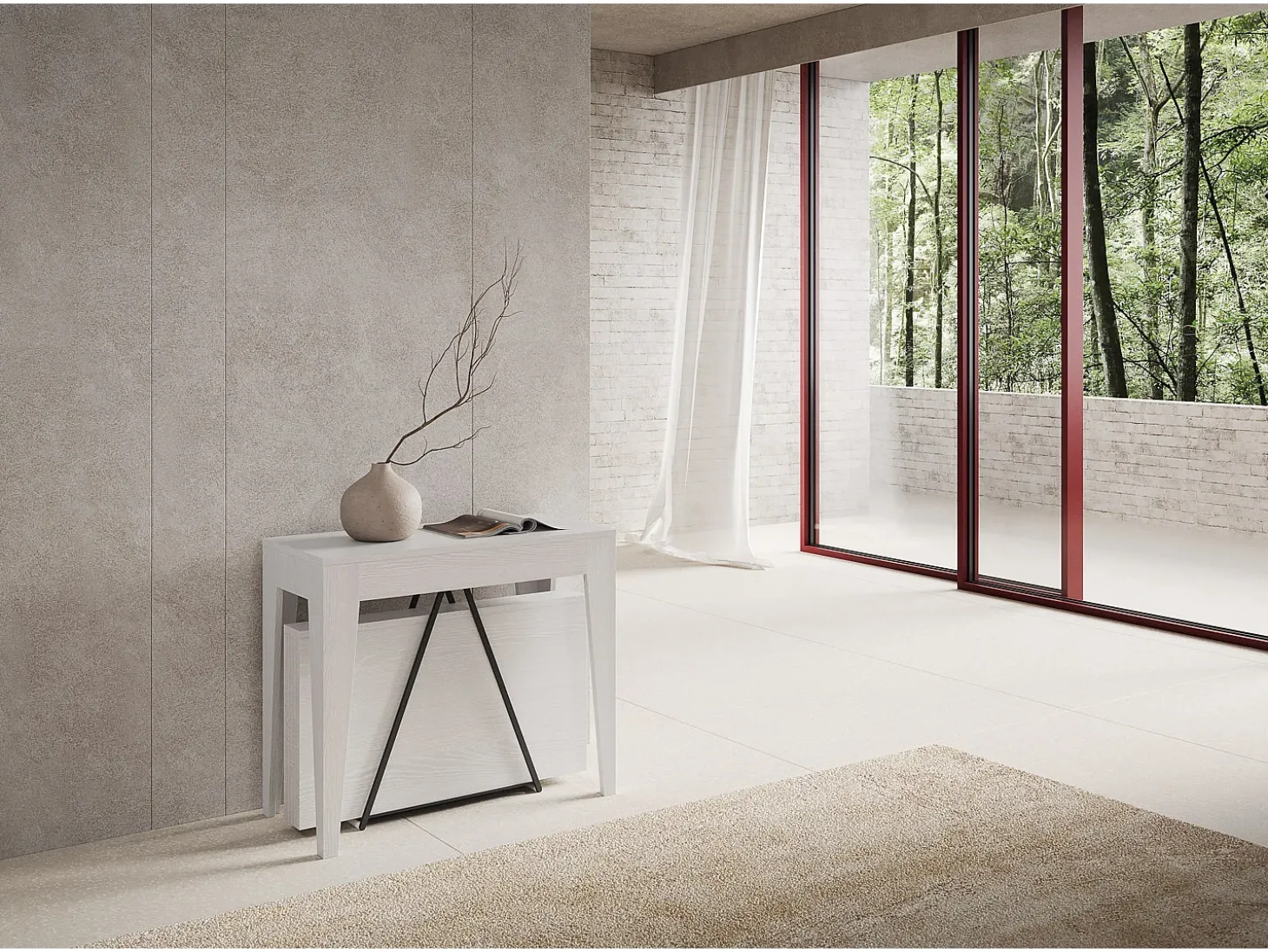 Mesa consola extensível 90x42/302 cm Zima cinza branca
