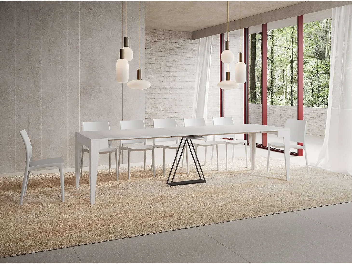 Mesa consola extensível 90x42/302 cm Zima cinza branca