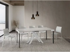 Mesa consola extensível 90x40/196 cm Krack Small Evolution cinza branca quadro branco