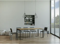Mesa consola extensível 90x40/300 cm Tecno Evolution Carvalho Natural quadro Antracite