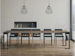 Mesa consola extensível 90x40/300 cm Tecno Evolution Carvalho Natural quadro Antracite