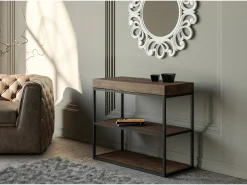Mesa consola extensível 90x40/196 cm Plano Small Nogueira quadro Antracite