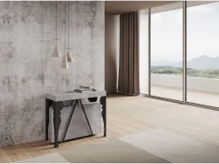 Mesa consola extensível 90x40/196 cm Riza Small cimento quadro antracite