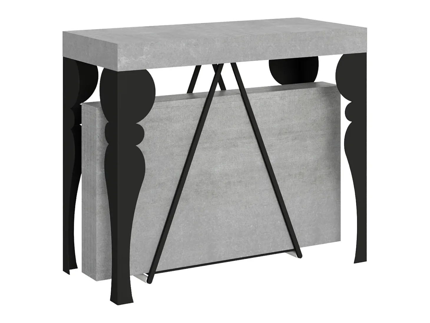 Mesa consola extensível 90x40/196 cm Riza Small cimento quadro antracite