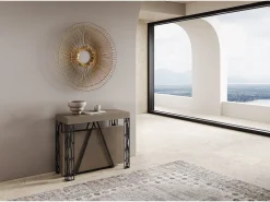 Mesa consola extensível 90x40/196 cm Kerpa Small tortora quadro antracite