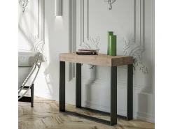 Mesa consola extensível 90x40/196 cm Elettra Small Carvalho Natural quadro Antracite
