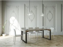 Mesa consola extensível 90x40/196 cm Elettra Small Carvalho Natural quadro Antracite