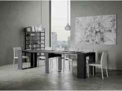 Mesa consola extensível 90x48/296 cm Venus Antracite Espatulado extensões internas