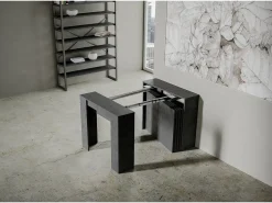 Mesa consola extensível 90x48/296 cm Venus Antracite Espatulado extensões internas