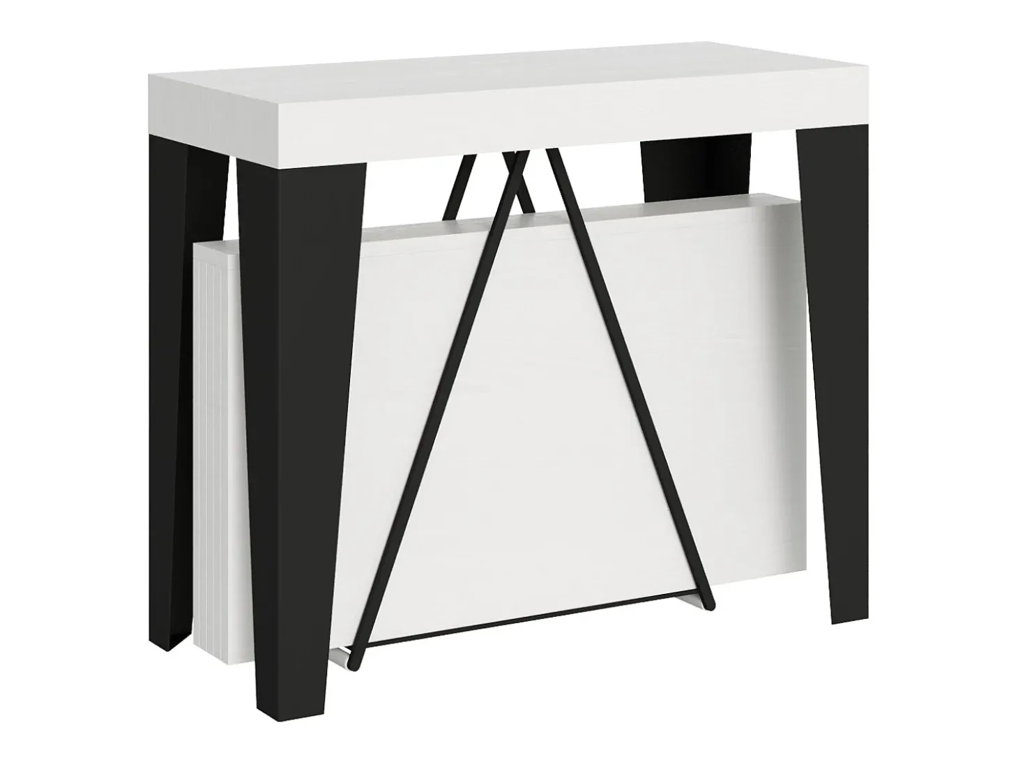 Mesa consola extensível 90x40/196 cm Algo Small cinza branca quadro antracite