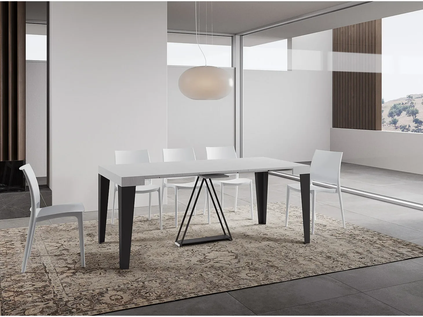 Mesa consola extensível 90x40/196 cm Algo Small cinza branca quadro antracite