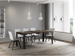 Mesa consola extensível 90x40/300 cm Linea Evolution Nogueira quadro Antracite