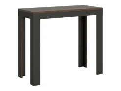 Mesa consola extensível 90x40/300 cm Linea Evolution Nogueira quadro Antracite
