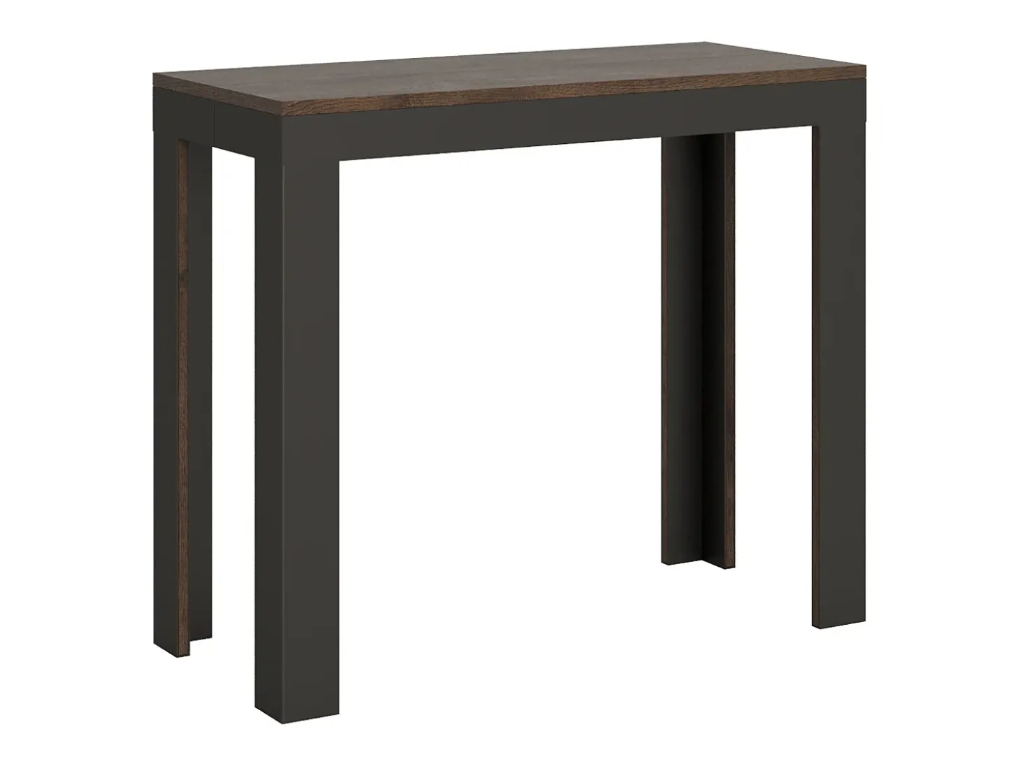 Mesa consola extensível 90x40/300 cm Linea Evolution Nogueira quadro Antracite