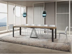 Mesa consola extensível 90x40/300 cm Tarax nogueira quadro antracite